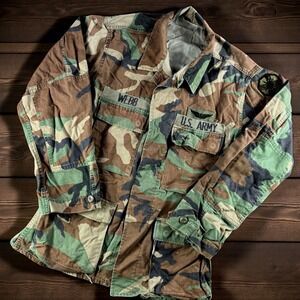 Vintage US‎ Army Woodland Camo BDU Jacket Men M SDC Combat MIL-C-44048 Gulf War